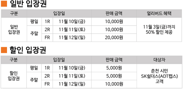 SK쉴더스·SK텔레콤 챔피언십 2023 갤러리티켓